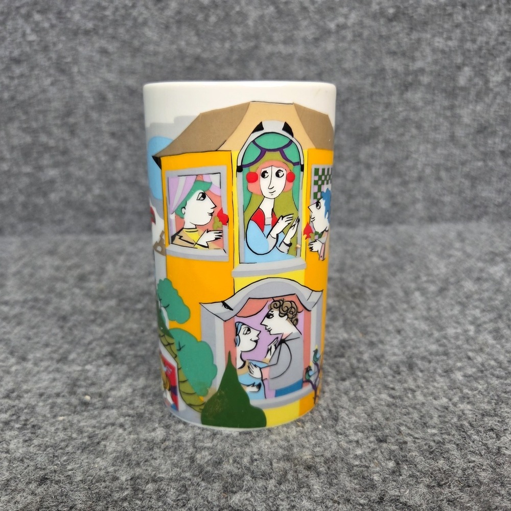 Vintage Bjorn Wiinblad for Rosenthal in Germany Scenes from a Window Oval Vase